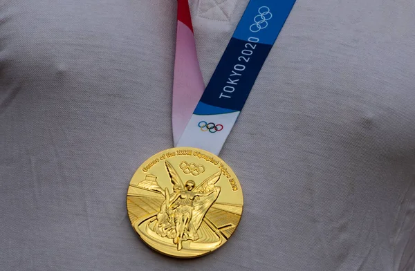 Aprile 2021 Tokyo Giappone Medaglia Oro Dei Xxxii Giochi Olimpici — Foto Stock