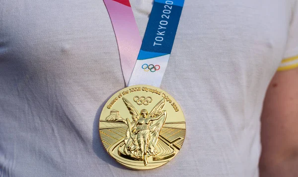 Dubna 2021 Tokio Japonsko Zlatá Medaile Letních Olympijských Her Xxxii — Stock fotografie