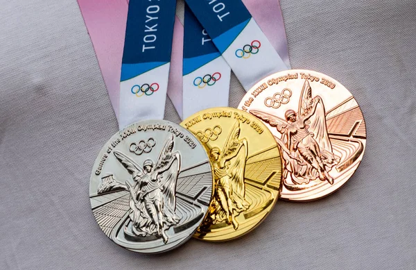 Abril 2021 Tokio Japón Medallas Oro Plata Bronce Los Xxxii — Foto de Stock