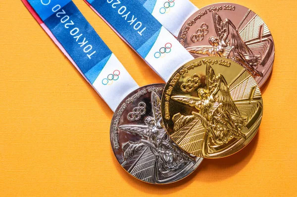 April 2021 Tokyo Japan Guld Silver Och Brons Medaljer Xxxii — Stockfoto