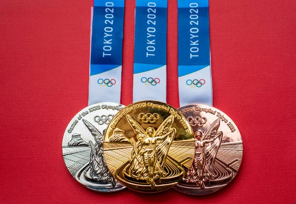 Abril 2021 Tóquio Japão Medalhas Ouro Prata Bronze Dos Xxxii — Fotografia de Stock