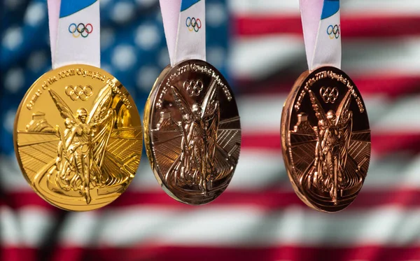 April 2021 Tokyo Japan Gull Sølv Bronsemedaljer Fra Sommer 2020 – stockfoto