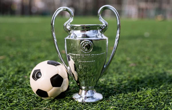 April 2021 Moscow Russia Uefa Champions League Cup Green Grass — Stock Photo, Image