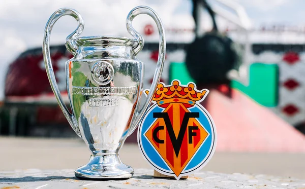 June 2021 Villarreal Spain Emblem Villarreal Football Club Uefa Champions — Stock Photo, Image