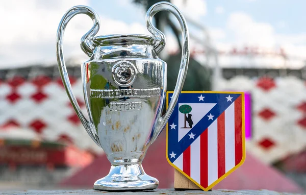 Juni 2021 Madrid Spanien Das Emblem Des Fußballklubs Atlético Madrid — Stockfoto