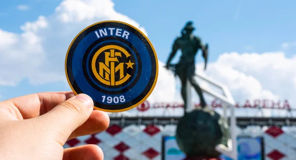 Junio 2021 Milán Italia Emblema Del Club Fútbol Inter Milán — Foto de Stock