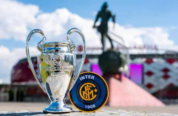 June 2021 Milan Italy Emblem Inter Milan Football Club Uefa — Stock Photo, Image