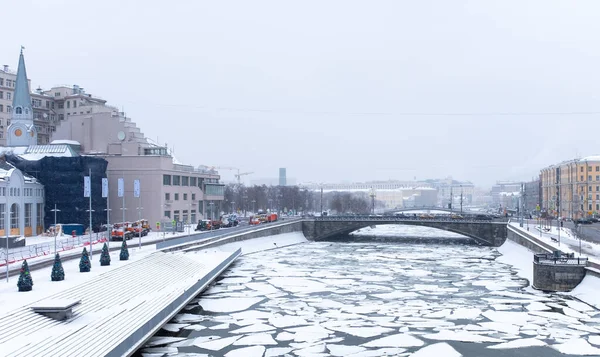 January 2021 Moscow Russia Ice Floes Drainage Channel Ges Moscow — Stock Photo, Image