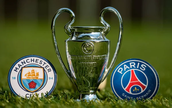 August 2021 Manchester Emblems Football Clubs Paris Saint Germain Manchester — Stock Photo, Image