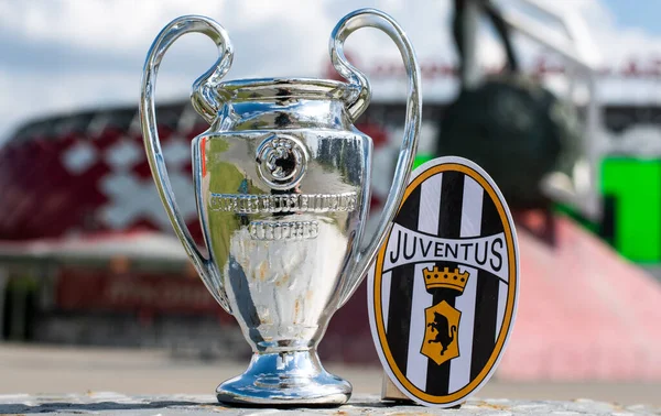 June 2021 Turin Italy Juventus Football Club Emblem Uefa Champions — Stock Photo, Image