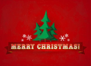 Ağaçlı klasik Noel tebrik kartı.