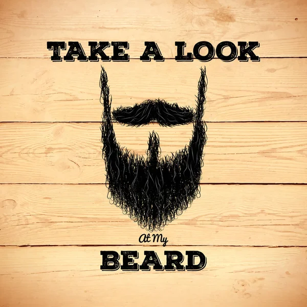 Hipster beard on wooden background — Stock Vector