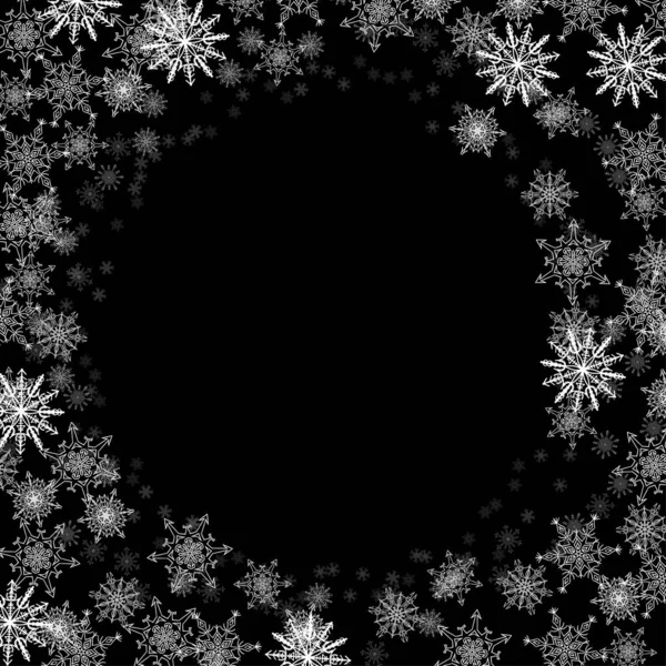Cadre rectangulaire avec petits flocons de neige — Image vectorielle