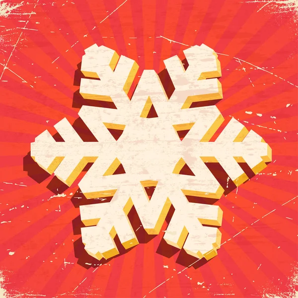 3Dクリスマス雪の結晶とヴィンテージカードをスクラッチ — ストックベクタ