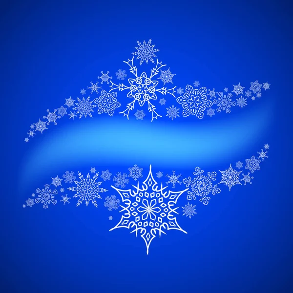 Marco de Navidad con líneas de copos de nieve dibujadas — Vector de stock