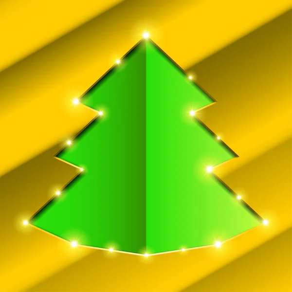 Árvore de Natal de quadro de buraco de recorte — Vetor de Stock