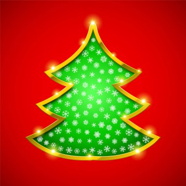 Altın kenarlı Noel ağacı kartı
