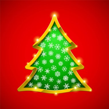 Altın kenarlı Noel ağacı kartı