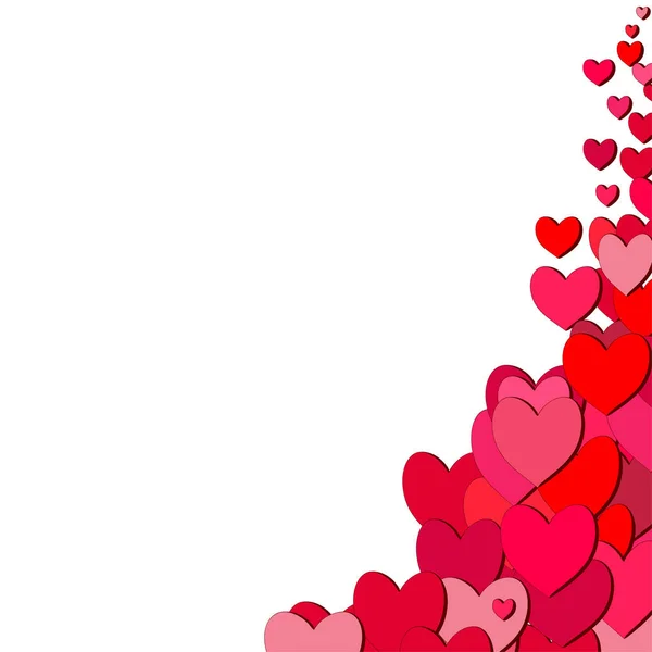 Valentýnské přání s roztroušenými srdci — Stockový vektor