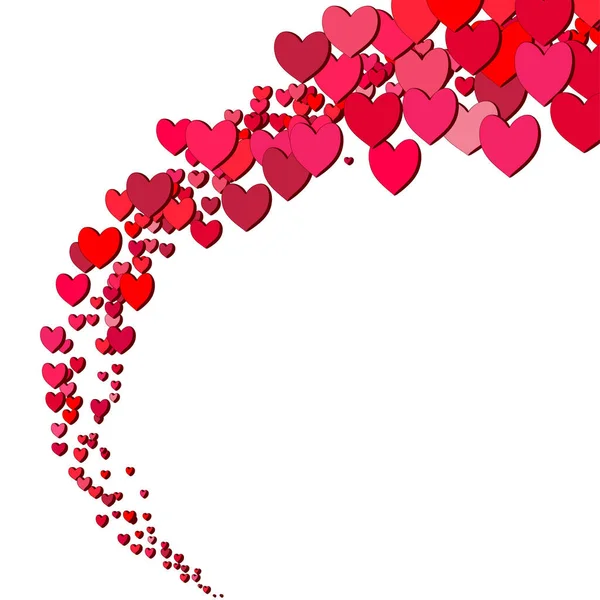 Valentýnské přání s roztroušenými srdci — Stockový vektor