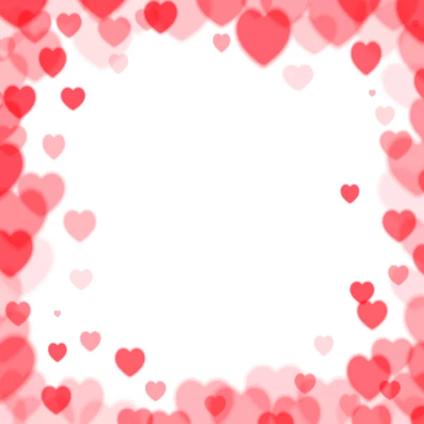 Valentines Day čtvercový rám s rozptýlenými bokeh srdce — Stockový vektor