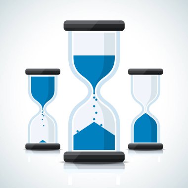 Mavi düz iş stili kum saati simgeleri