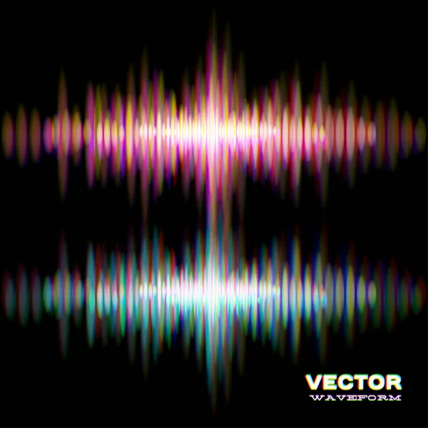 Glänzende Stereo Sound Wellenform Mit Vibrierenden Lichtabweichungen — Stockvektor