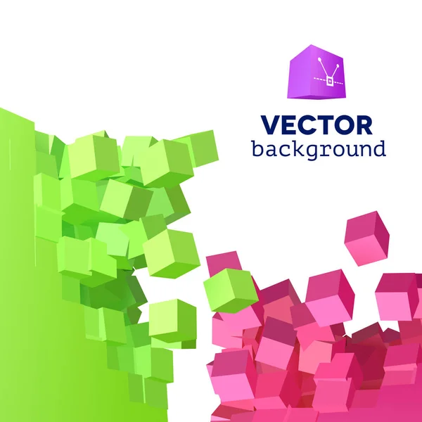 Vector Objeto Explosión Fondo Con Partículas Cúbicas — Vector de stock