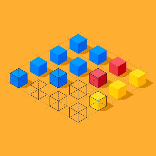Infographies Plates Avec Cubes Structures Câblées Plan Forme Diamant — Image vectorielle
