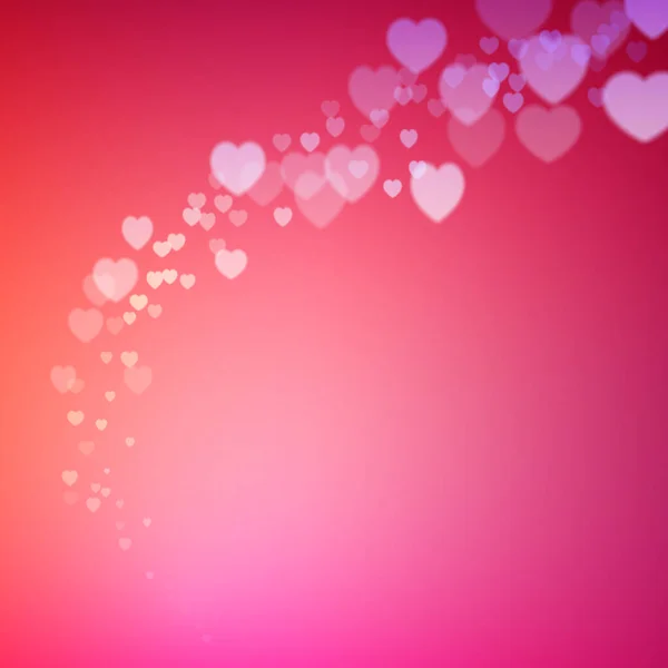Cartão Dia Dos Namorados Com Corações Desfocados Dispersos Confete —  Vetores de Stock