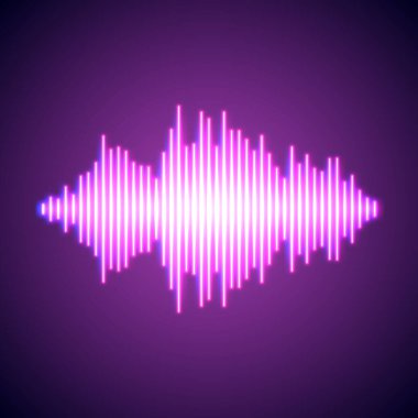 Gece hayatı, parlayan neon ışıklar müzik dalgası.