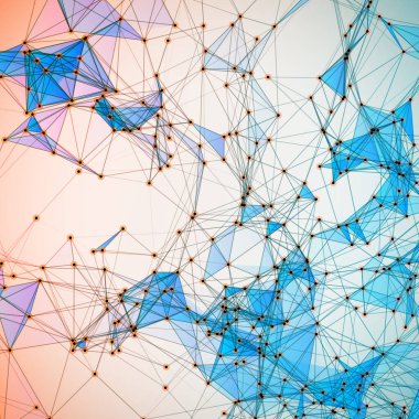 Noktalı ızgara ve üçgen hücreli soyut arkaplan