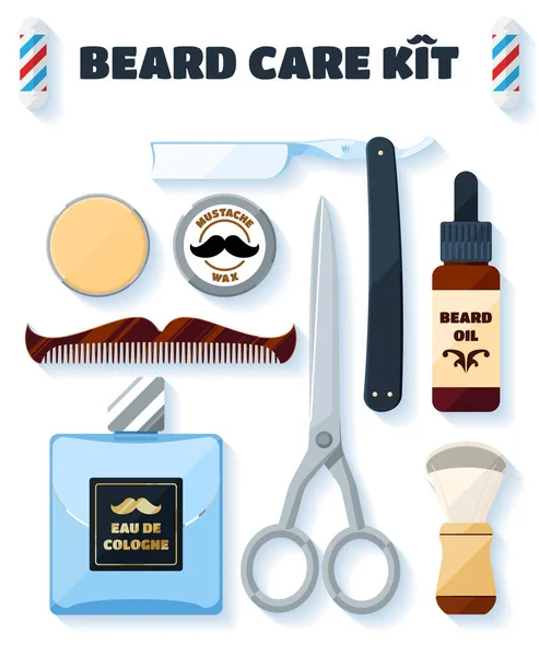 Shaving Tools Accessories Set Hipsters — Stock Vector