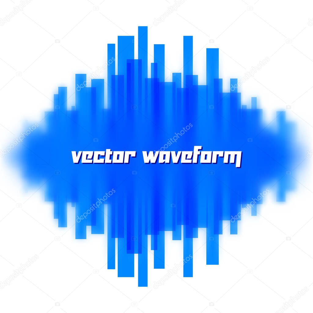 Blurred vector waveform made of transparent blue lines