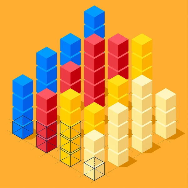 Infographies Plates Avec Cubes Structures Câblées — Image vectorielle