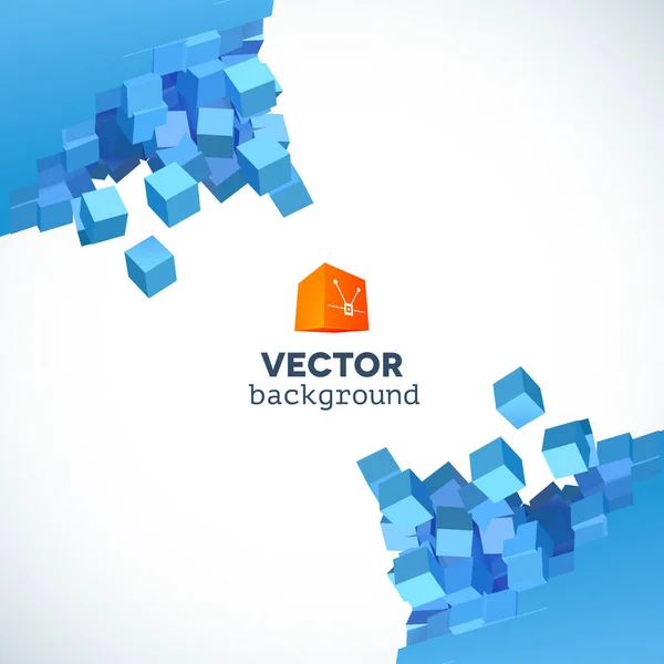 Vector Object Explosie Achtergrond Met Kubieke Deeltjes Hoeken — Stockvector