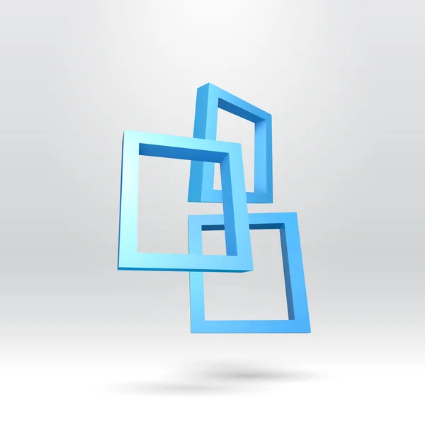 三个蓝色矩形3D框架供您演示 — 图库矢量图片