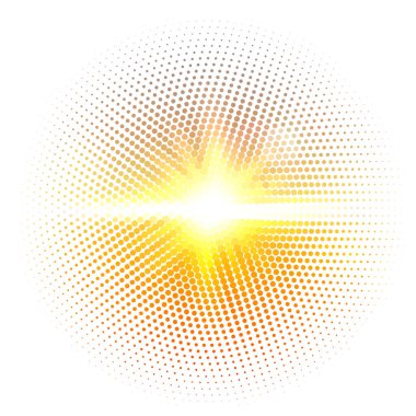 Vektör yarım ton noktalı mozaik güneş ışıkları ve bokeh