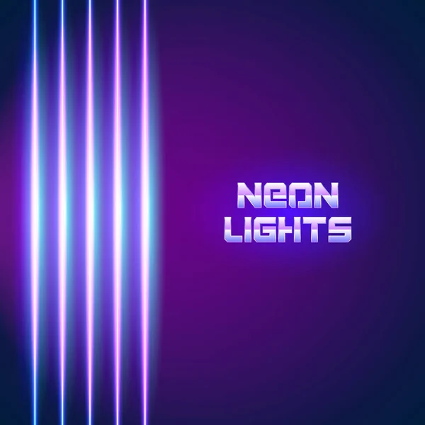 Ljus Neon Linjer Bakgrund Med Talet Stil Och Krom Bokstäver — Stock vektor