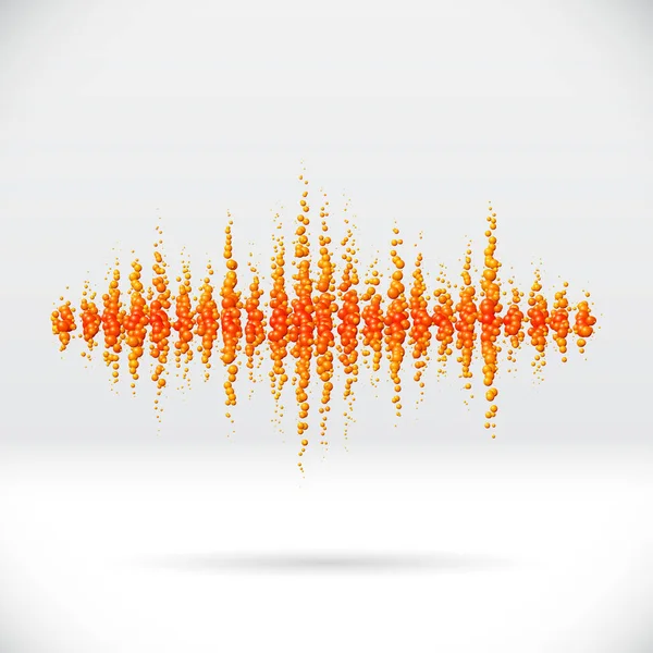 分散的橙色苏打水气泡制成的声波波形 — 图库矢量图片