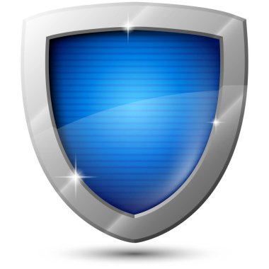 Işıltılı mavi vektör metal kalkanı.