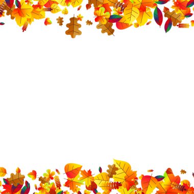 Sonbahar yaprakları meşe, akçaağaç ve Rowan ile dağınık arka plan