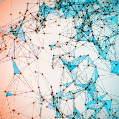 Noktalı ızgara ve üçgen hücreli soyut arkaplan