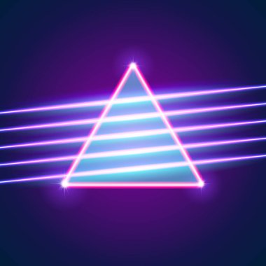 80 'ler tarzı ve üçgeniyle parlak neon çizgiler