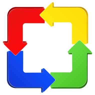 Kare şekilli basit renkli oklar kümesi