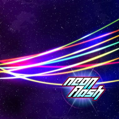 80 'lerin tozlu vhs tarzına sahip Neon çizgileri Yeni Retro Dalga arkaplanı