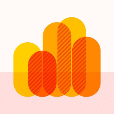 Üstüste binen sarı çubukları ve işaretlenmiş sektörleri gösteren bilgi grafikleri