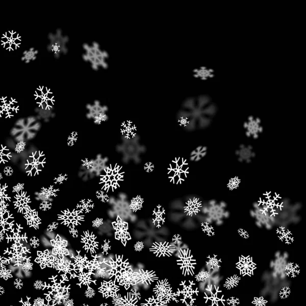 有雪花的降雪背景在透视上模糊不清 — 图库矢量图片