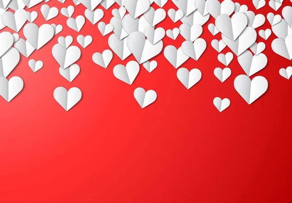 Valentines Day Card Scattered Cut Paper Hearts — Stock Vector