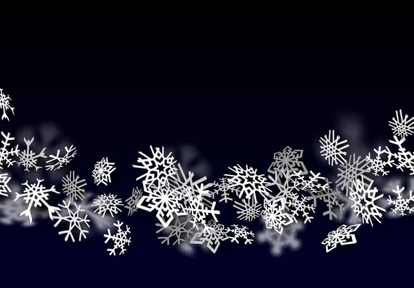 Snowfall Background Falling Transparent Snow Big Spinning Snowflakes — Stock Vector